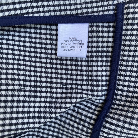 ST. JOHN Yellow Label Navy & White Checkered Gingham Front Zip Up Jacket Size 14 - Picture 7 of 8